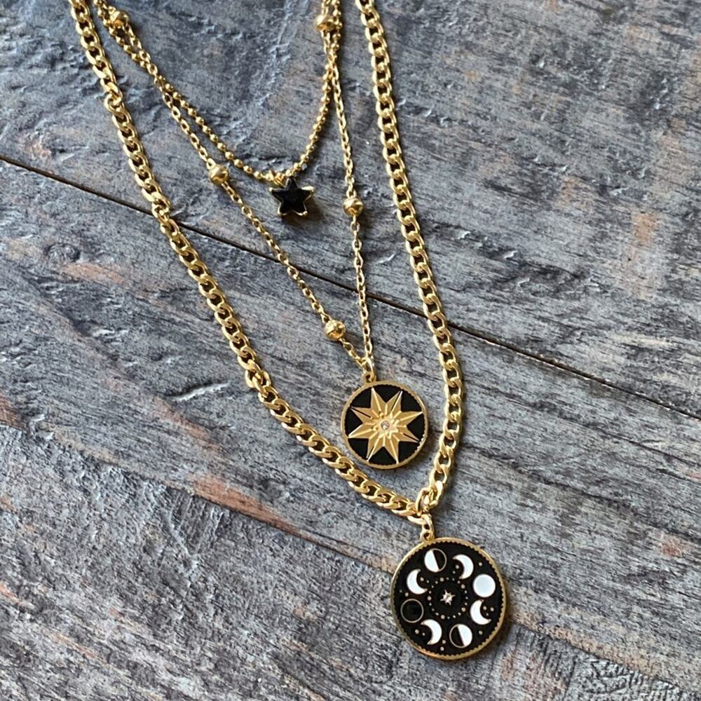 NEW Moon Phases Triple Strand Necklace - Picture 2 of 10